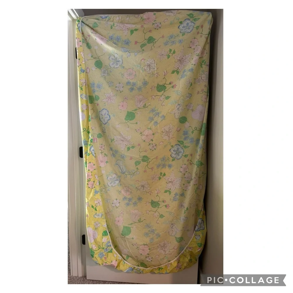 Vintage 70’s Yellow Floral Heart Polka Dot Twin Sheet Set Barbara Brody Martex - Picture 7 of 12